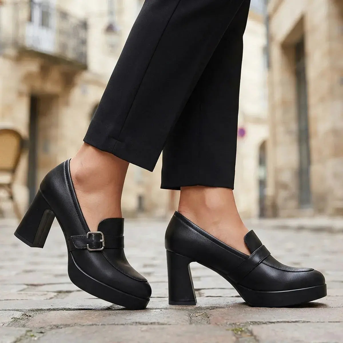 🔥👠【35-40】2026-os új bőr bokacsizma vastag sarokkal, divatos női magas sarkú bokacsizma.