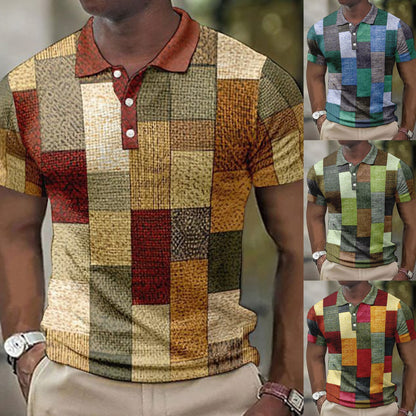 💥👕【S-5XL】2026 Męska swobodna koszulka POLO z geometrycznym wzorem