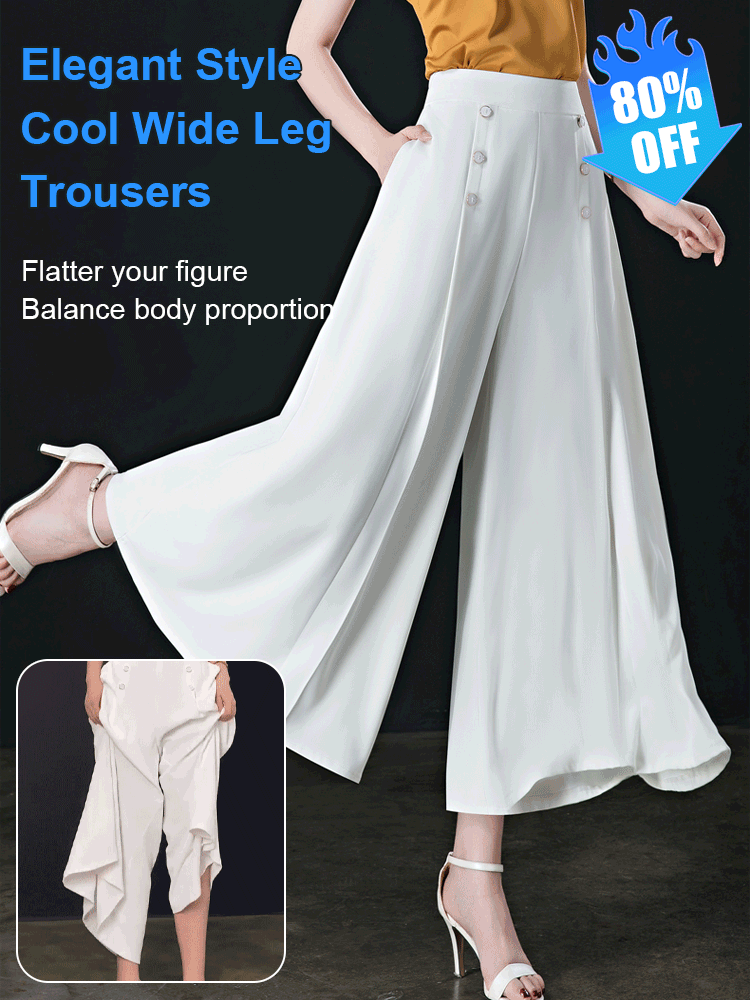 【50 % popust】💖【M-5XL】Divatos női, széles szárú, magas derekú, drapozott alkalmi nadrág