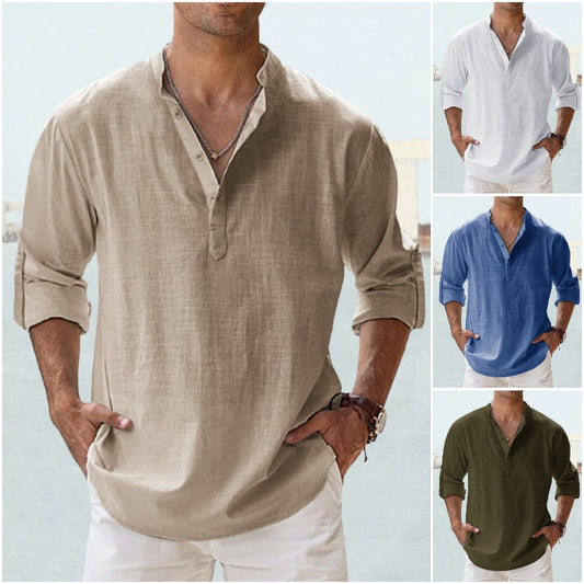 🤩【50% popust】【S-5XL】Moška srajca iz bombaža in lanu