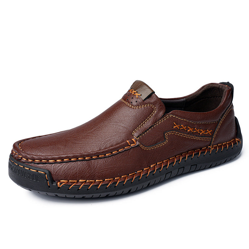 【Buty męskie sprzedają się dobrze】【38-48】Przeszywane, płaskie, skórzane buty codzienne, mokasyny męskie w dużych rozmiarach