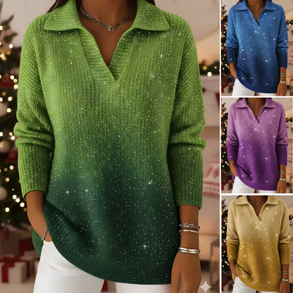 🎀【S-5XL】Csillámos Éjszaka mintaúttöltésű, rúddal ellátott fésűs pulóver